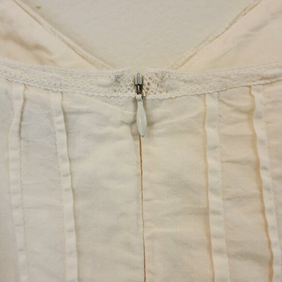 Vtg 90s Baby Doll Mini Tank Dress Lace Pleats Embroidered Women P/S Y2K Wimsy - Picture 13 of 13